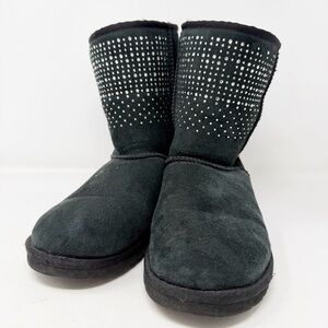 UGG Black Crystal-Embellished Short Suede Booties